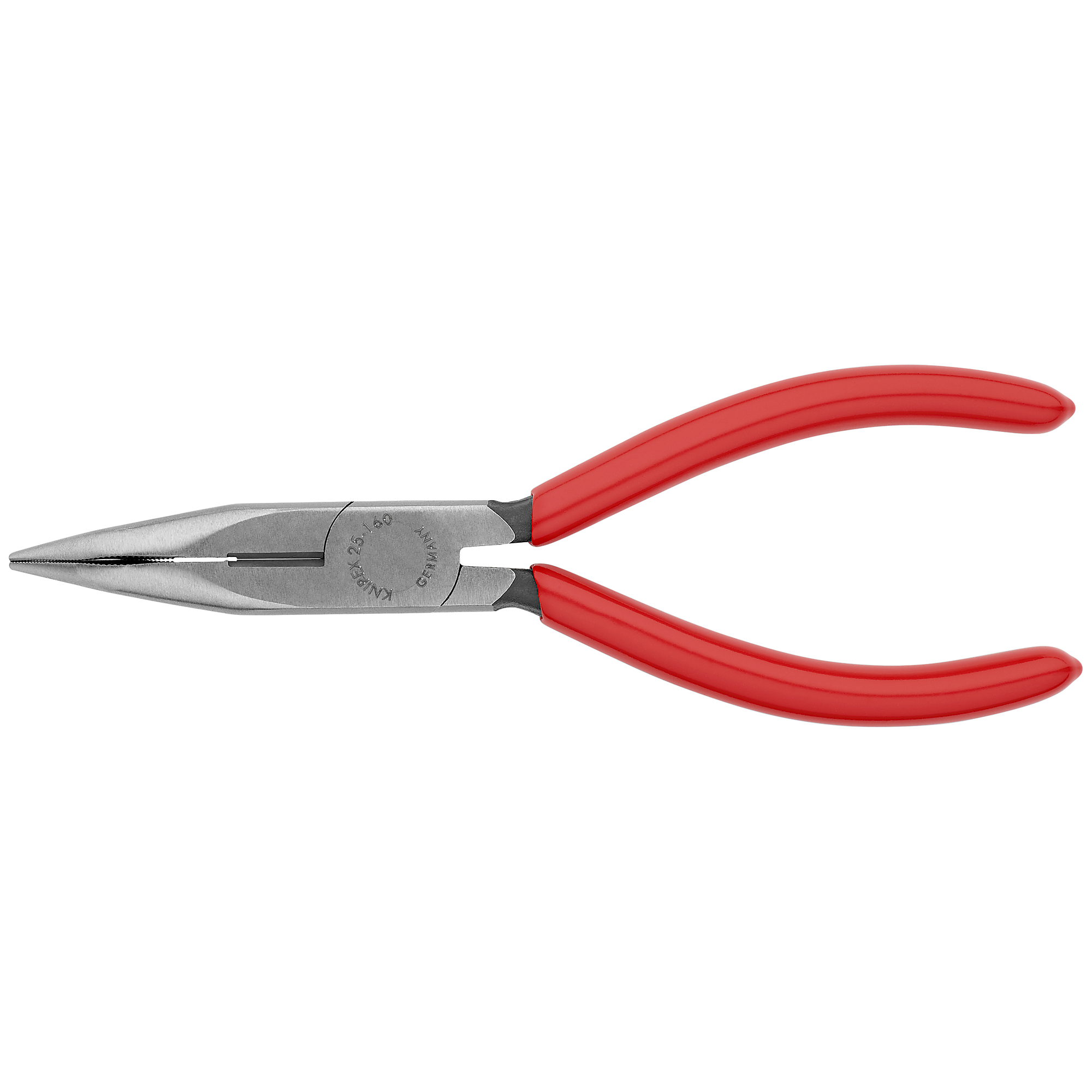 KNIPEX, Angled Long Nose Pliers w/Cutter, 6.25in., Pieces (qty.) 1 Material Vanadium Steel, Jaw Capacity 0.094 in, Model# 25 21 160